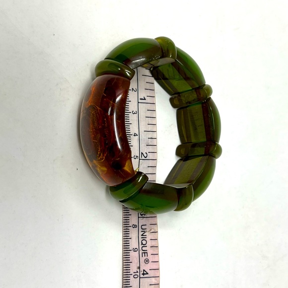 Gorgeous green & amber coloured bracelet! VINTAGE beyond the usual… - Picture 3 of 3
